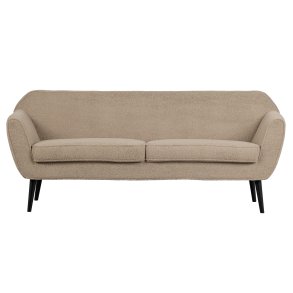 WOOOD Rocco sofa - sand polyester bamsestof og sort birketr
