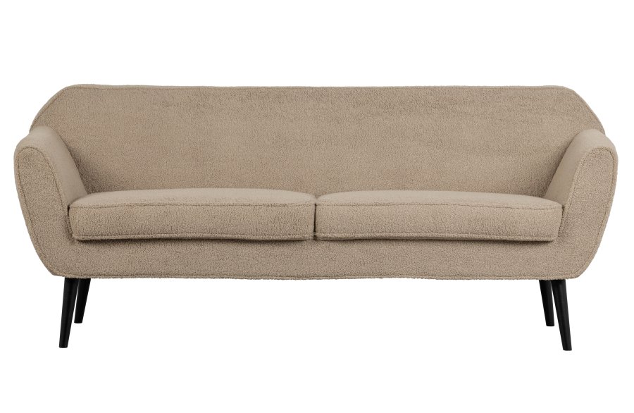 WOOOD Rocco sofa - sand polyester bamsestof og sort birketr