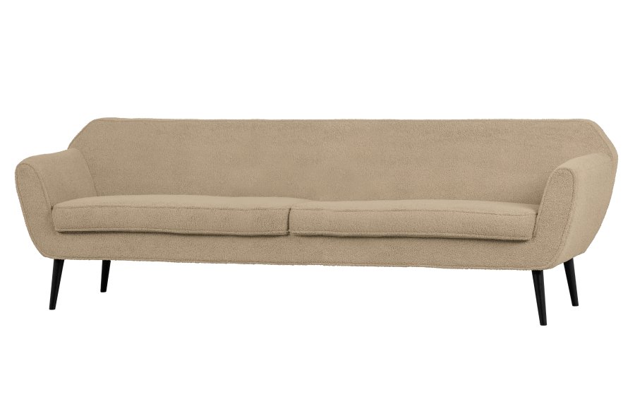 WOOOD Rocco XL sofa - sand polyester bamsestof og sort birketr
