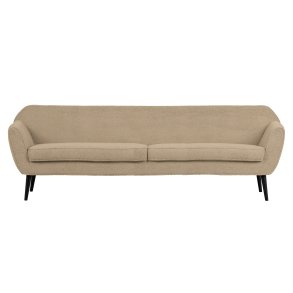 WOOOD Rocco XL sofa - sand polyester bamsestof og sort birketr