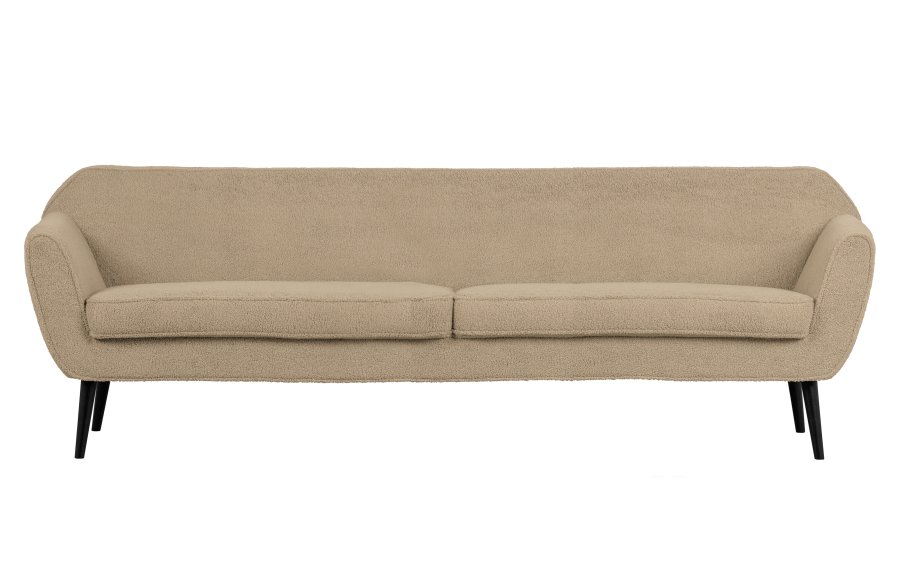 WOOOD Rocco XL sofa - sand polyester bamsestof og sort birketr