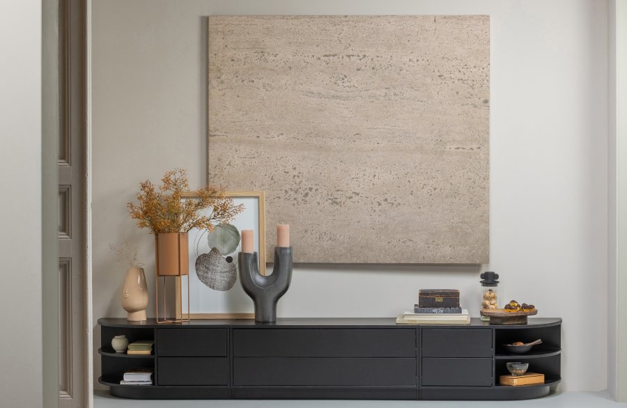 WOOOD EXCLUSIVE Finca TV-skab, m. 2 push to open skuffer - sort fyrretr