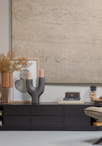 WOOOD EXCLUSIVE Finca TV-skab, m. 2 push to open skuffer - sort fyrretr