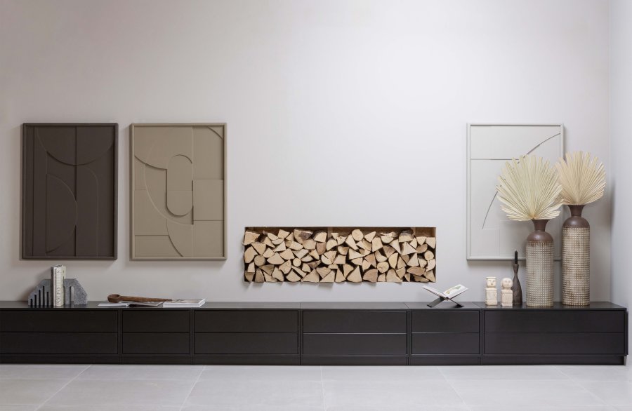 WOOOD EXCLUSIVE Finca TV-skab, m. 2 push to open skuffer - sort fyrretr