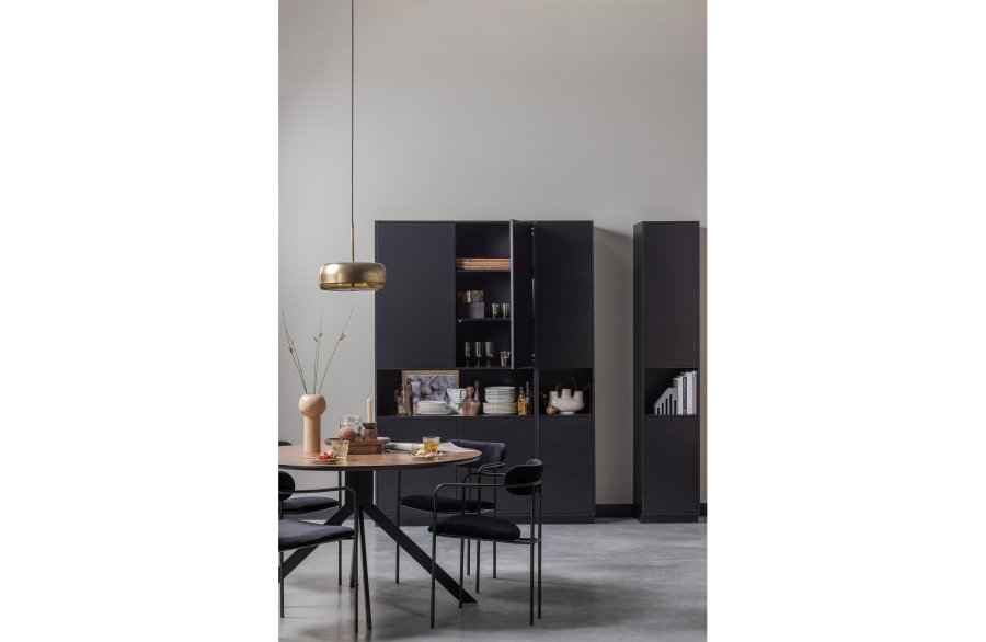 WOOOD EXCLUSIVE Finca skab, m. 2 lger, 3 hylder, 1 bent rum - dyb sort fyrretr (B:40)