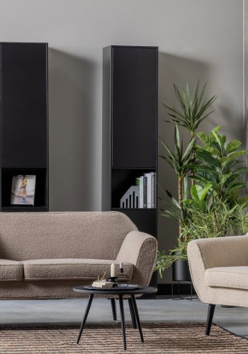 WOOOD EXCLUSIVE Finca skab, m. 2 lger, 3 hylder, 1 bent rum - dyb sort fyrretr (B:40)