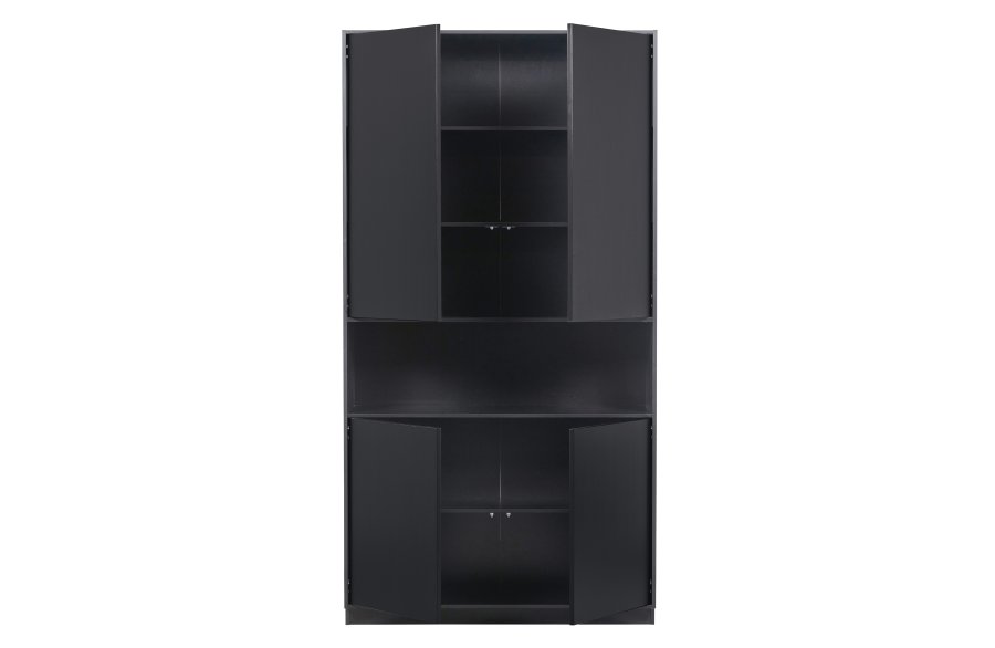 WOOOD EXCLUSIVE Finca skab, m. 4 lger, 3 hylder, 1 bent rum - dyb sort fyrretr (B:110)