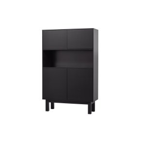 WOOOD EXCLUSIVE Finca skab, m. 4 lger, 2 hylder, 1 bent rum - dyb sort fyrretr (B:110)