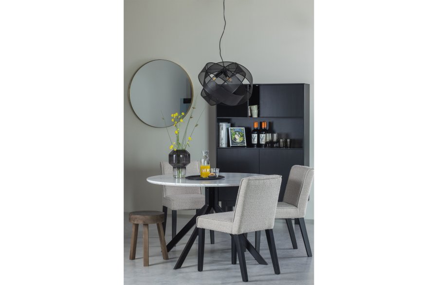 WOOOD EXCLUSIVE Finca skab, m. 4 lger, 2 hylder, 1 bent rum - dyb sort fyrretr (B:110)