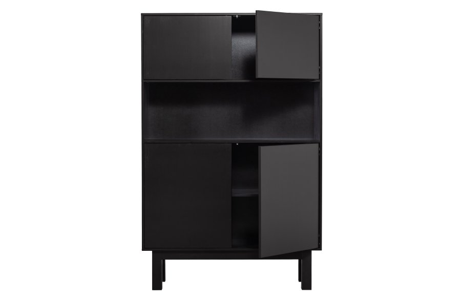 WOOOD EXCLUSIVE Finca skab, m. 4 lger, 2 hylder, 1 bent rum - dyb sort fyrretr (B:110)