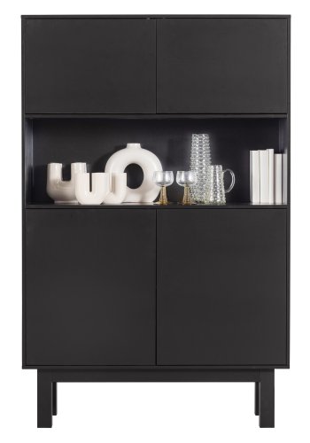 WOOOD EXCLUSIVE Finca skab, m. 4 lger, 2 hylder, 1 bent rum - dyb sort fyrretr (B:110)