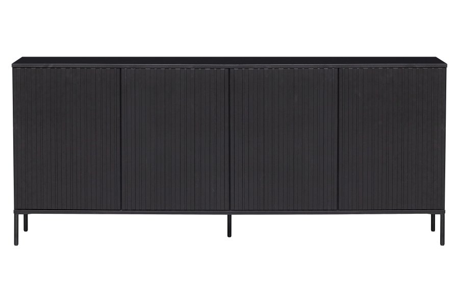 WOOOD EXCLUSIVE New Gravure sknk, m. 4 push to open lger - sort fyrretr og sort metal (B:200)