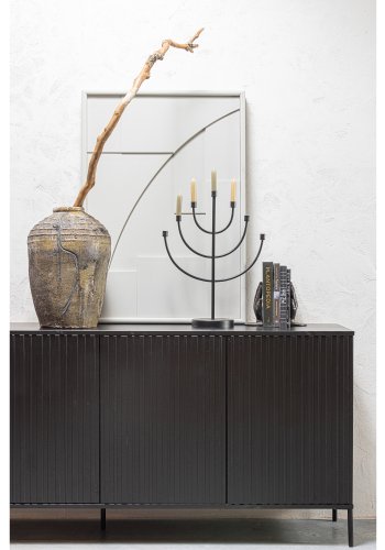 WOOOD EXCLUSIVE New Gravure sknk, m. 4 push to open lger - sort fyrretr og sort metal (B:200)