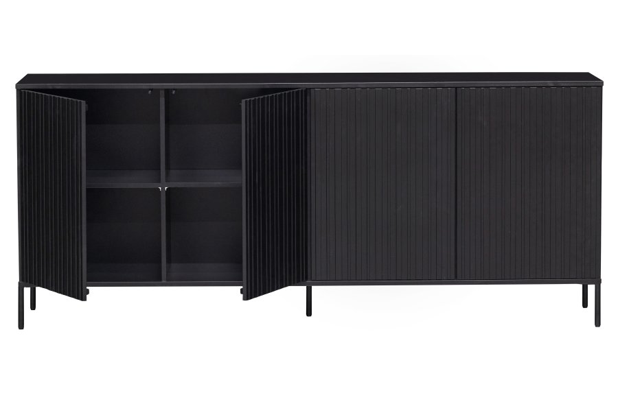 WOOOD EXCLUSIVE New Gravure sknk, m. 4 push to open lger - sort fyrretr og sort metal (B:200)