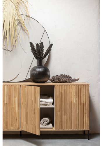 WOOOD EXCLUSIVE New Gravure sknk, m. 4 push to open lger - natur egefinér og sort metal (B:200)