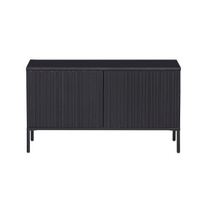 WOOOD EXCLUSIVE New Gravure TV-bord, m. 2 push to open lger - sort fyrretr og sort metal (B:100)