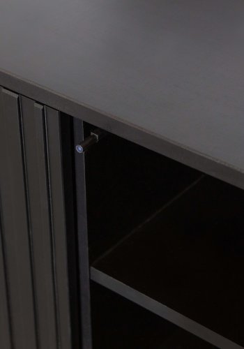 WOOOD EXCLUSIVE New Gravure TV-bord, m. 2 push to open lger - sort fyrretr og sort metal (B:100)