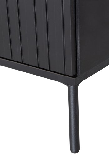 WOOOD EXCLUSIVE New Gravure TV-bord, m. 2 push to open lger - sort fyrretr og sort metal (B:100)