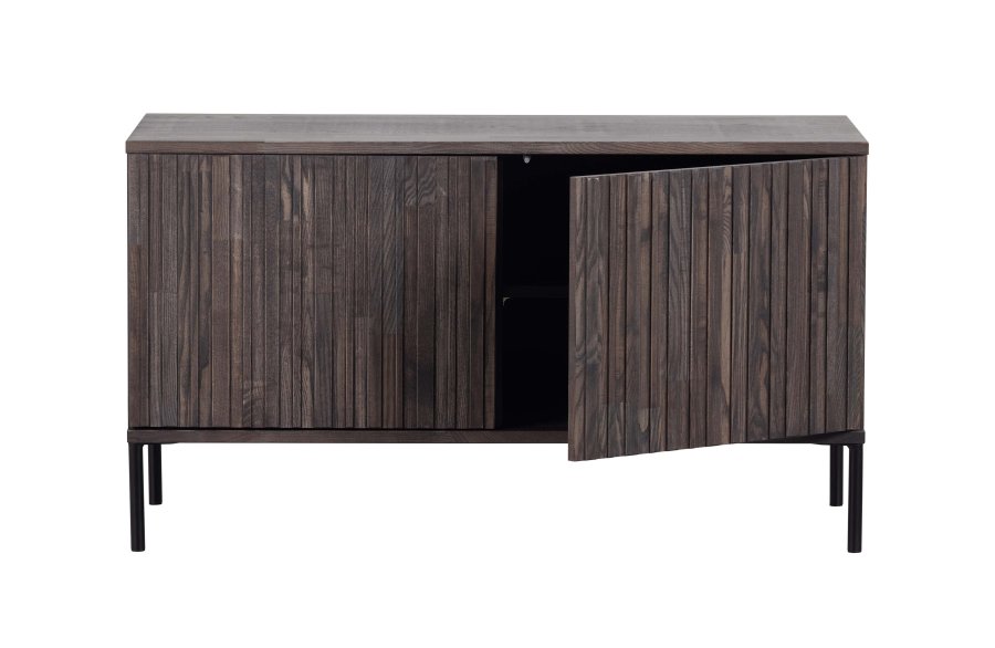 WOOOD EXCLUSIVE New Gravure TV-bord, m. 2 push to open lger - espresso askefinér/sort metal (B:100)