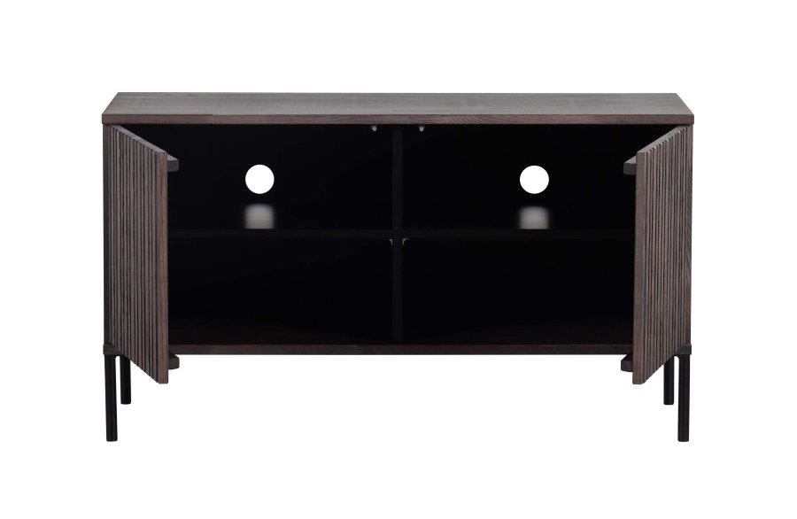 WOOOD EXCLUSIVE New Gravure TV-bord, m. 2 push to open lger - espresso askefinér/sort metal (B:100)