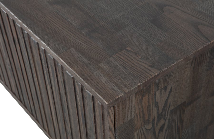 WOOOD EXCLUSIVE New Gravure TV-bord, m. 2 push to open lger - espresso askefinér/sort metal (B:100)