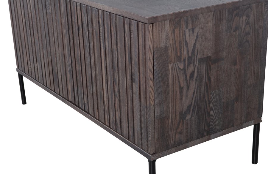 WOOOD EXCLUSIVE New Gravure TV-bord, m. 2 push to open lger - espresso askefinér/sort metal (B:100)