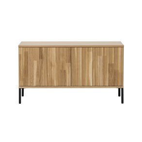 WOOOD EXCLUSIVE New Gravure TV-bord, m. 2 push to open lger - natur egefinér og sort metal (B:100)