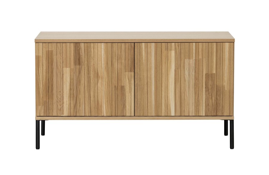 WOOOD EXCLUSIVE New Gravure TV-bord, m. 2 push to open lger - natur egefinér og sort metal (B:100)