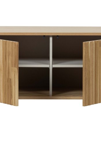 WOOOD EXCLUSIVE New Gravure TV-bord, m. 2 push to open lger - natur egefinér og sort metal (B:100)