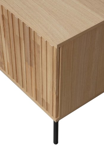 WOOOD EXCLUSIVE New Gravure TV-bord, m. 2 push to open lger - natur egefinér og sort metal (B:100)