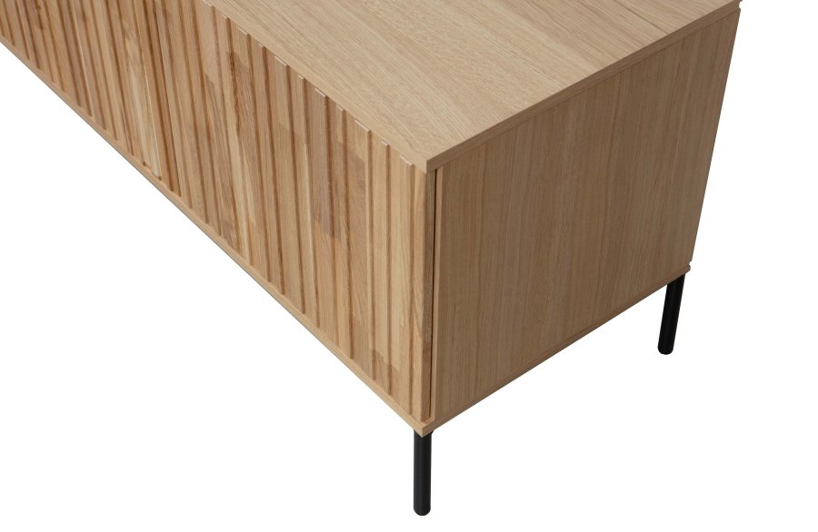 WOOOD EXCLUSIVE New Gravure TV-bord, m. 2 push to open lger - natur egefinér og sort metal (B:100)