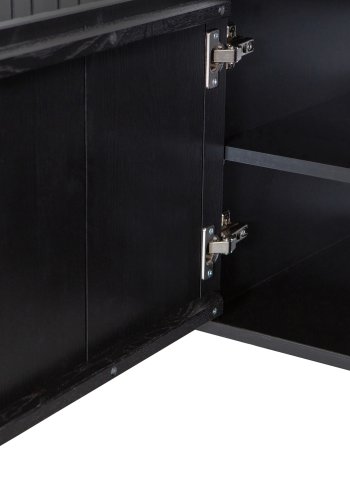 WOOOD EXCLUSIVE New Gravure TV-bord, m. 3 push to open lger - sort fyrretr og sort metal (B:150)