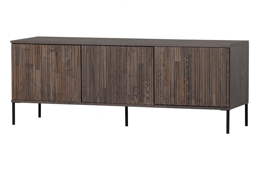 WOOOD EXCLUSIVE New Gravure TV-bord, m. 3 push to open lger - espresso askefinér/sort metal (B:150)