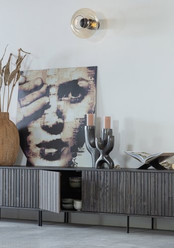 WOOOD EXCLUSIVE New Gravure TV-bord, m. 3 push to open lger - espresso askefinér/sort metal (B:150)