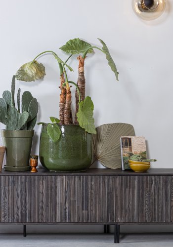 WOOOD EXCLUSIVE New Gravure TV-bord, m. 3 push to open lger - espresso askefinér/sort metal (B:150)