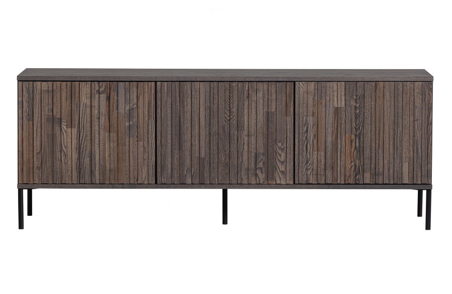 WOOOD EXCLUSIVE New Gravure TV-bord, m. 3 push to open lger - espresso askefinér/sort metal (B:150)