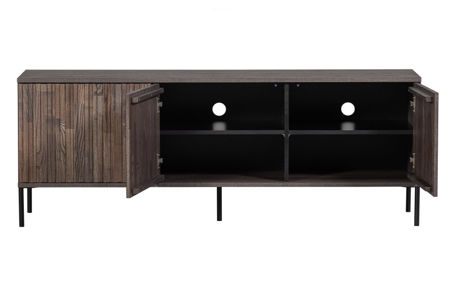 WOOOD EXCLUSIVE New Gravure TV-bord, m. 3 push to open lger - espresso askefinér/sort metal (B:150)