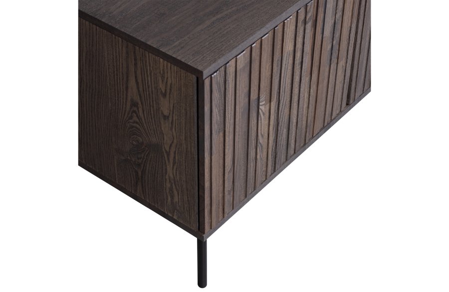 WOOOD EXCLUSIVE New Gravure TV-bord, m. 3 push to open lger - espresso askefinér/sort metal (B:150)