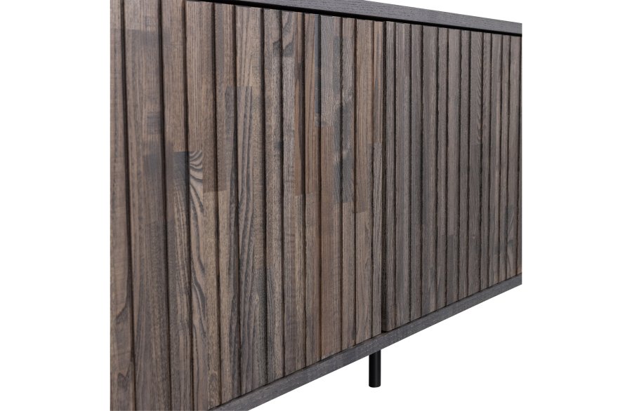 WOOOD EXCLUSIVE New Gravure TV-bord, m. 3 push to open lger - espresso askefinér/sort metal (B:150)