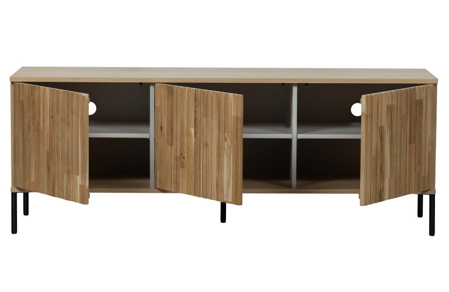 WOOOD EXCLUSIVE New Gravure TV-bord, m. 3 push to open lger - natur egefinér og sort metal (B:150)