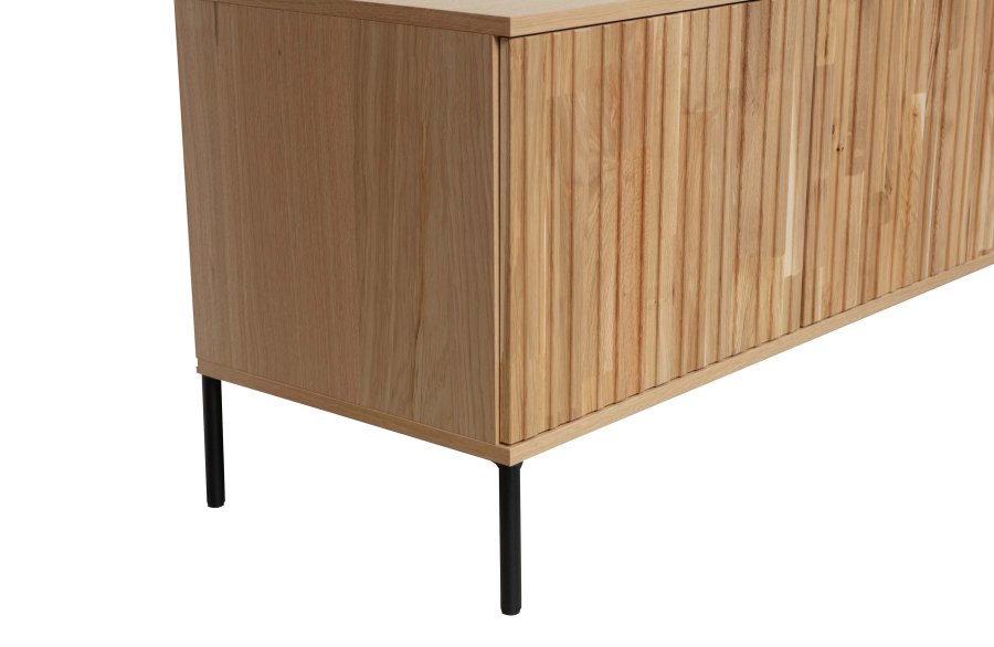 WOOOD EXCLUSIVE New Gravure TV-bord, m. 3 push to open lger - natur egefinér og sort metal (B:150)