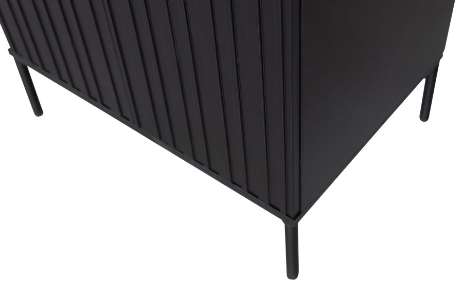 WOOOD EXCLUSIVE New Gravure skab, m. 2 push to open lger og 1 skuffe - sort fyrretr og sort metal