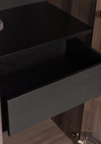 WOOOD EXCLUSIVE New Gravure skab, m. 2 push to open lger, 1 skuffe - espresso askefinér/sort metal