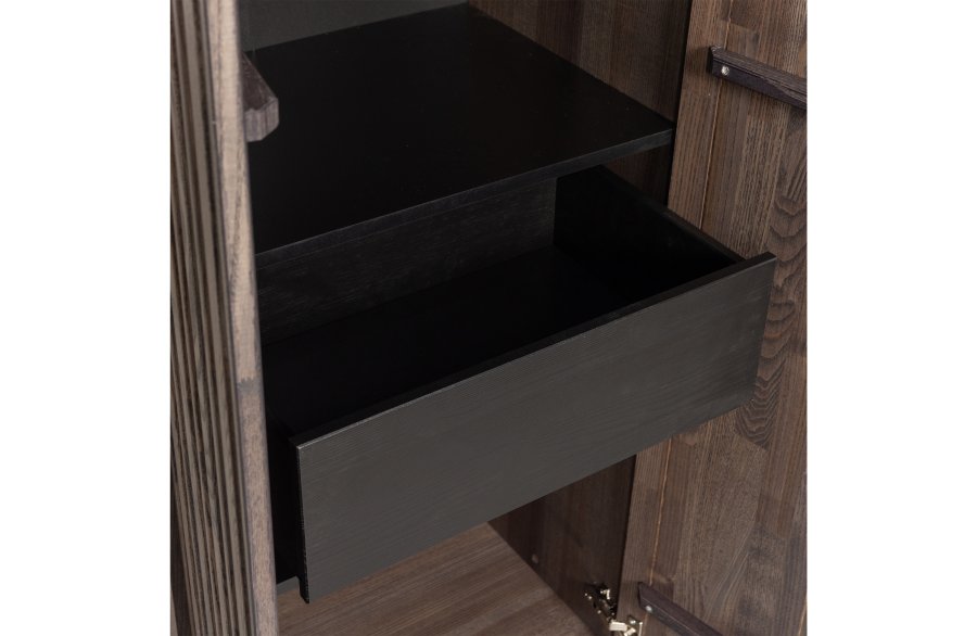 WOOOD EXCLUSIVE New Gravure skab, m. 2 push to open lger, 1 skuffe - espresso askefinér/sort metal