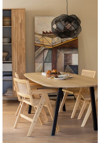 WOOOD EXCLUSIVE New Gravure skab, m. 2 push to open lger og 1 skuffe - natur egefinér og sort metal