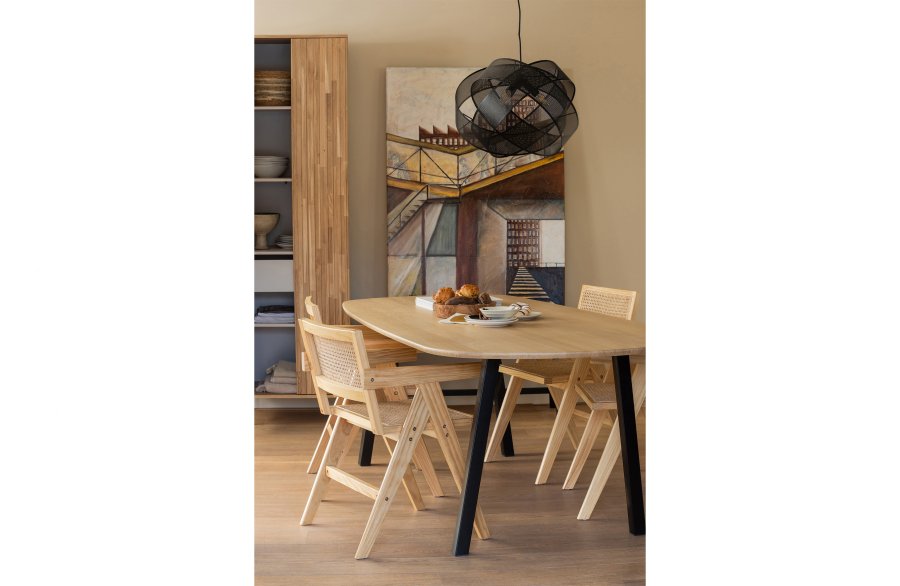 WOOOD EXCLUSIVE New Gravure skab, m. 2 push to open lger og 1 skuffe - natur egefinér og sort metal