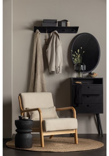 WOOOD Mark lnestol, m. pude - natur polyester fljl og natur gummitr