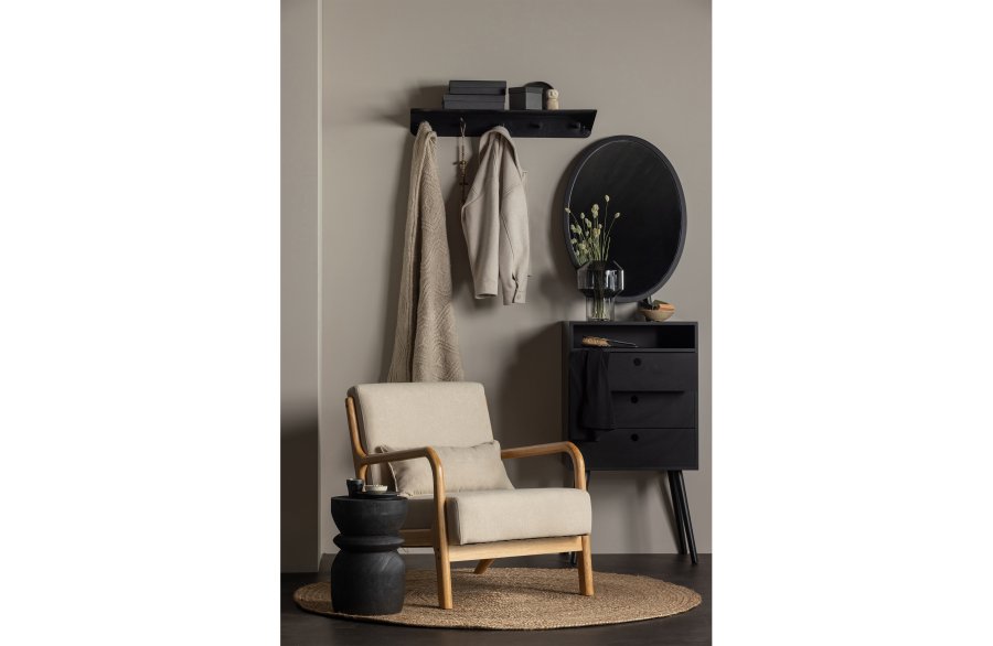 WOOOD Mark lnestol, m. pude - natur polyester fljl og natur gummitr