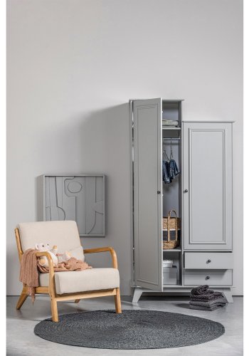 WOOOD Mark lnestol, m. pude - natur polyester fljl og natur gummitr