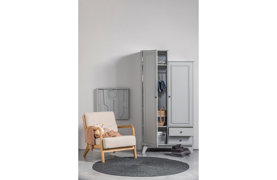 WOOOD Mark lnestol, m. pude - natur polyester fljl og natur gummitr